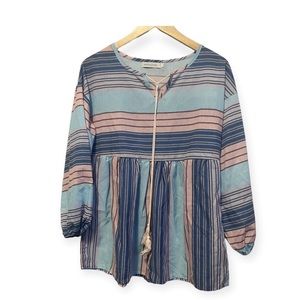 Misslook Size Small Boho Peasent Long Sleeve Blouse